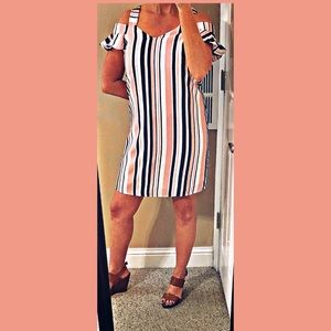 Off Shoulder Striped Dress